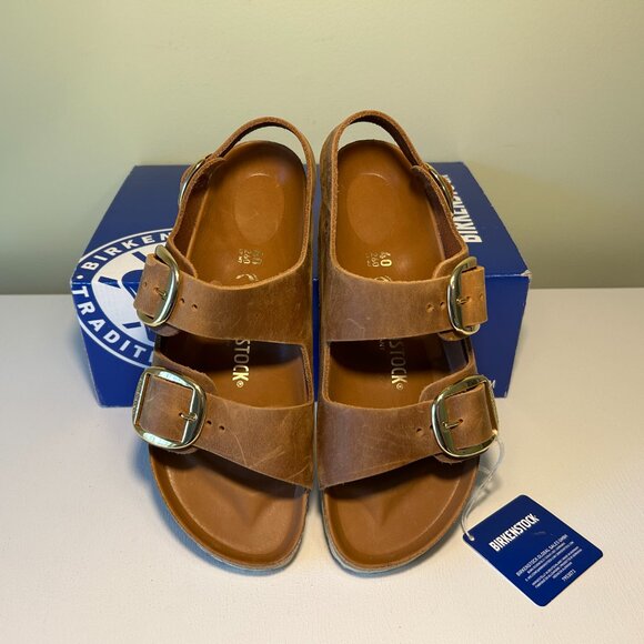 Birkenstock Women's Milano Big Buckle Oiled Leather Sandals - Picture 1 of 16